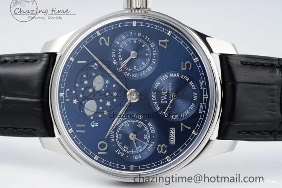 MIROTIME 0323 Bold Portugieser Perpetual Calendar SS 5033 APSF 1:1 Best Edition Blue Dial on Black Leather Strap A52610 Clone 7041